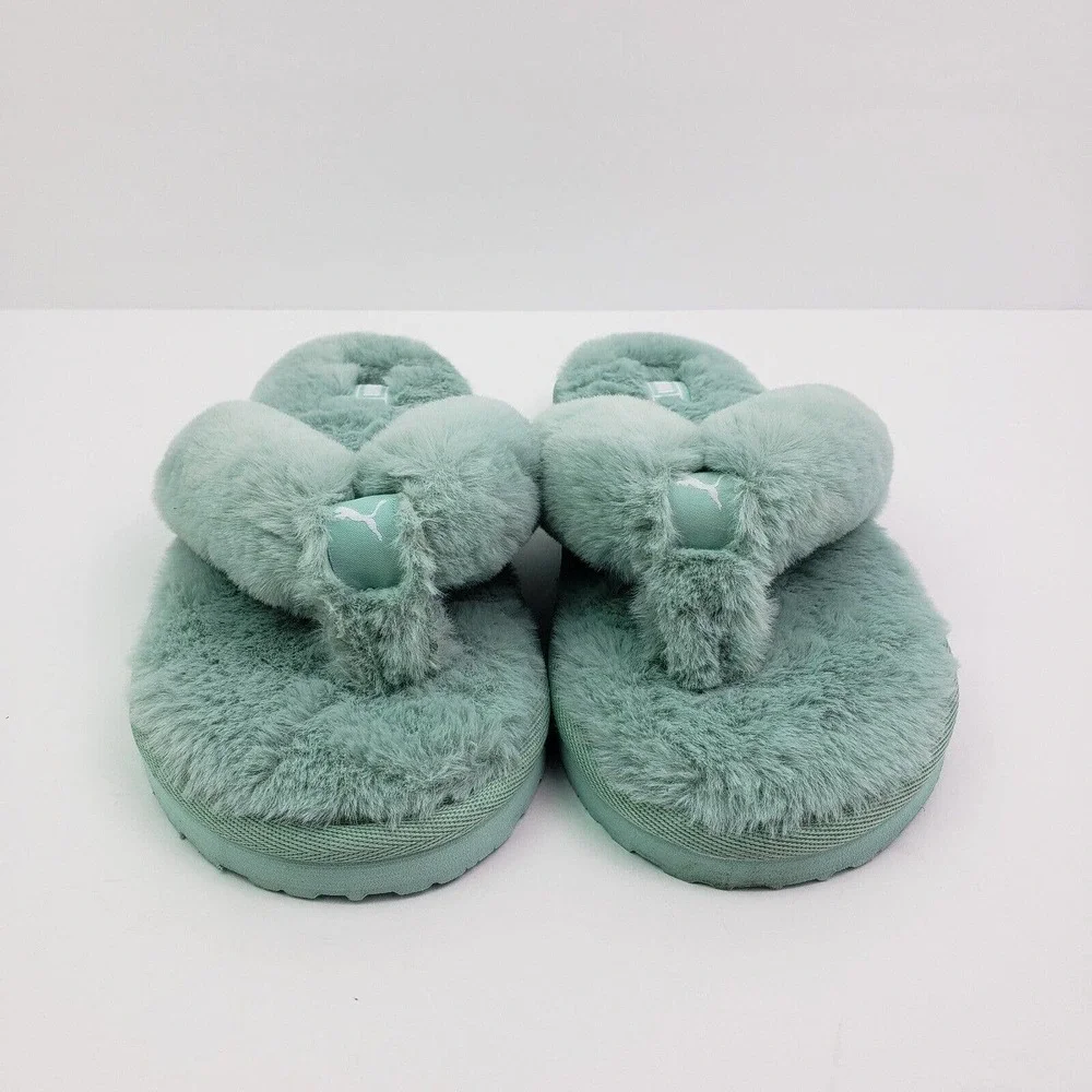 Puma Fluff Flip BX JR Girls Sz 7Y Womens Sz 8.5 Eggshell Blue Flip Flop Sandals